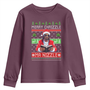 Funny Christmas Hip Hop Rap Gang Youth Sweatshirt Merry Chrizzle Ma Nizzle Xmas Weed TS11 Maroon Print Your Wear