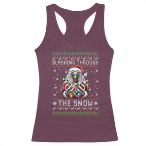 Funny Terrifier Christmas Santa Racerback Tank Top Slashing Through The Snow Xmas Horror Movie TS11 Maroon Print Your Wear
