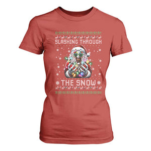 Funny Terrifier Christmas Santa T Shirt For Women Slashing Through The Snow Xmas Horror Movie TS11 Red Print Your Wear