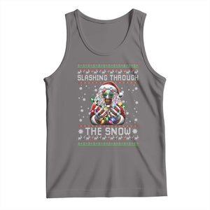 Funny Terrifier Christmas Santa Tank Top Slashing Through The Snow Xmas Horror Movie TS11 Deep Heather Print Your Wear