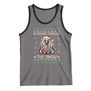 Funny Terrifier Christmas Santa Tank Top Slashing Through The Snow Xmas Horror Movie TS11 Deep Heather Black Print Your Wear