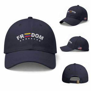 Freedom For Venezuela Baseball Cap Venezuelan Flag Eight Stars Bandera TS11 Baseball Cap Universal Fit Navy Print Your Wear