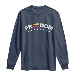 Freedom For Venezuela Long Sleeve Shirt Venezuelan Flag Eight Stars Bandera TS11 Navy Print Your Wear