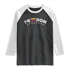 Freedom For Venezuela Raglan Shirt Venezuelan Flag Eight Stars Bandera TS11 Black White Print Your Wear