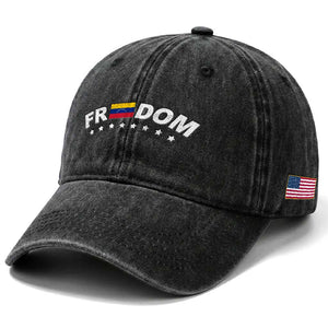 Freedom For Venezuela Washed Cotton Baseball Cap Venezuelan Flag Eight Stars Bandera TS11 Print Your Wear