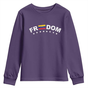 Freedom For Venezuela Youth Sweatshirt - Venezuelan Flag Eight Stars Bandera Protest Tee TS11 Purple Print Your Wear