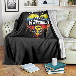Free Venezuela Throw Blanket Freedom Venezuelan Flag Hand Fist Graphic TS11 Print Your Wear