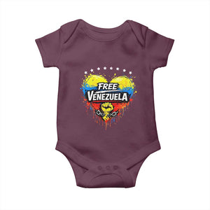 Free Venezuela Baby Onesie Freedom Venezuelan Flag Hand Fist Graphic TS11 Maroon Print Your Wear