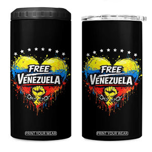 Free Venezuela 4 in 1 Can Cooler Tumbler Freedom Venezuelan Flag Hand Fist Graphic TS11 One Size: 16 oz Black Print Your Wear