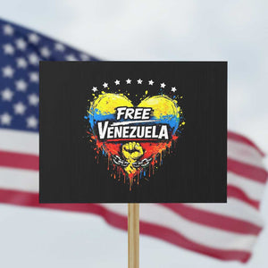 Free Venezuela Protest Sign Freedom Venezuelan Flag Hand Fist Graphic TS11 Horizontal 18" × 24" Black Print Your Wear