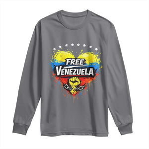 Free Venezuela Long Sleeve Shirt Freedom Venezuelan Flag Hand Fist Graphic TS11 Charcoal Print Your Wear
