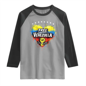 Free Venezuela Raglan Shirt Freedom Venezuelan Flag Hand Fist Graphic TS11 Sport Gray Black Print Your Wear