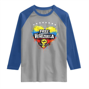 Free Venezuela Raglan Shirt Freedom Venezuelan Flag Hand Fist Graphic TS11 Sport Gray Royal Print Your Wear