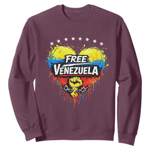 Free Venezuela Sweatshirt Freedom Venezuelan Flag Hand Fist Graphic TS11 Maroon Print Your Wear