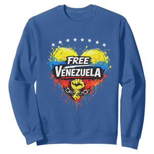 Free Venezuela Sweatshirt Freedom Venezuelan Flag Hand Fist Graphic TS11 Royal Blue Print Your Wear