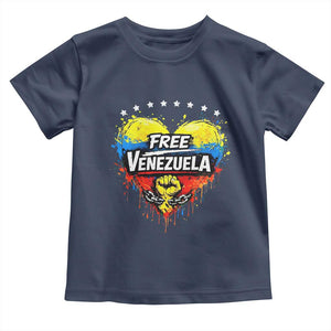 Free Venezuela Toddler T Shirt Freedom Venezuelan Flag Hand Fist Graphic TS11 Navy Print Your Wear