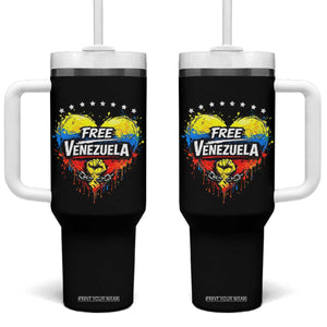 Free Venezuela Tumbler With Handle Freedom Venezuelan Flag Hand Fist Graphic TS11 One Size: 40 oz Black Print Your Wear