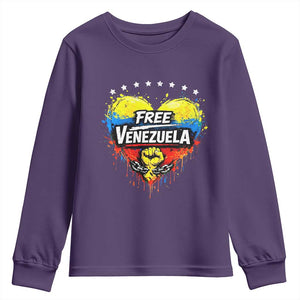 Free Venezuela Youth Sweatshirt Freedom Venezuelan Flag Hand Fist Graphic TS11 Purple Print Your Wear