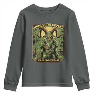 Grunch Road Monster Youth Sweatshirt Home Of The Grunch Nola Louisiana TS11 Dark Heather Print Your Wear