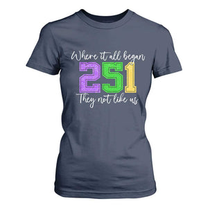 251 Mardi Gras Mobile Alabama T Shirt For Women Where It All Began Fat Tuesday Carnival Glitter Print TS11 Navy Print Your Wear