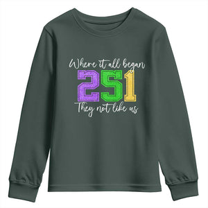 251 Mardi Gras Mobile Alabama Youth Sweatshirt Where It All Began Fat Tuesday Carnival Glitter Print TS11 Dark Forest Green Print Your Wear