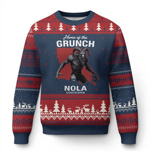 Home Of The Grunch Nola Louisiana Ugly Christmas Sweater New Orleans Urban Legend TS11 Navy Red Print Your Wear