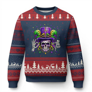 Mardi Gras Skull 67 Six Seven Meme New Orleans Witch Doctor Voodoo Ugly Christmas Sweater TS11 Navy Red Print Your Wear