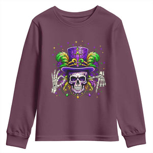 Mardi Gras Skull 67 Six Seven Meme New Orleans Witch Doctor Voodoo Youth Sweatshirt TS11 Maroon Print Your Wear