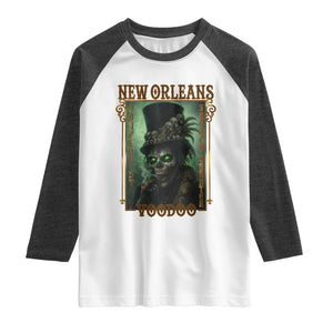 New Orleans Voodoo Raglan Shirt Bourbon Street French Quarter Creepy Occult Lover TS11 White Heather Charcoal Print Your Wear