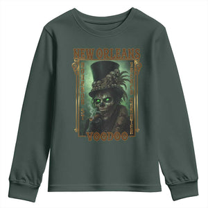 New Orleans Voodoo Youth Sweatshirt Bourbon Street French Quarter Creepy Occult Lover TS11 Dark Forest Green Print Your Wear