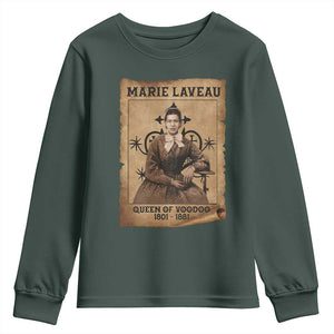 Marie Laveau Youth Sweatshirt Queen Of Voodoo New Orleans Hoodoo Rootwork TS11 Dark Forest Green Print Your Wear