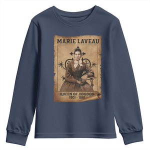 Marie Laveau Youth Sweatshirt Queen Of Voodoo New Orleans Hoodoo Rootwork TS11 Navy Print Your Wear