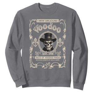 New Orleans Voodoo Sweatshirt Tales Of Voodoo Magic Skull Spooky Hoodoo Rootworker TS11 Charcoal Print Your Wear