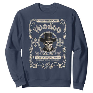 New Orleans Voodoo Sweatshirt Tales Of Voodoo Magic Skull Spooky Hoodoo Rootworker TS11 Navy Print Your Wear