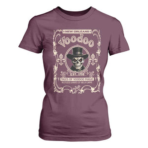 New Orleans Voodoo T Shirt For Women Tales Of Voodoo Magic Skull Spooky Hoodoo Rootworker TS11 Maroon Print Your Wear