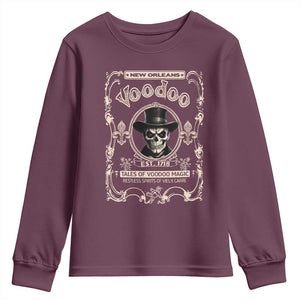 New Orleans Voodoo Youth Sweatshirt Tales Of Voodoo Magic Skull Spooky Hoodoo Rootworker TS11 Maroon Print Your Wear