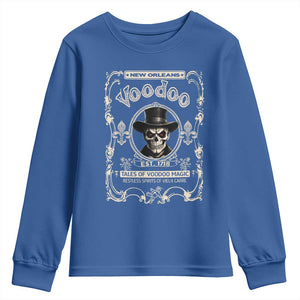 New Orleans Voodoo Youth Sweatshirt Tales Of Voodoo Magic Skull Spooky Hoodoo Rootworker TS11 Royal Blue Print Your Wear
