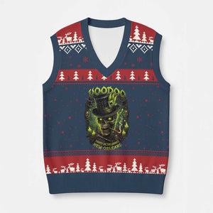 Louisiana Voodoo Skull V-Neck Knit Sweater Vest Party In The Spirit New Orleans Creepy Occult Lover TS11 Navy Red Print Your Wear