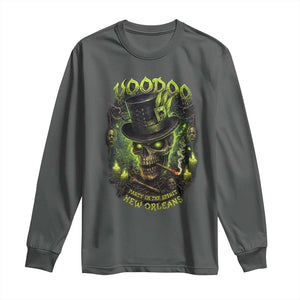 Louisiana Voodoo Skull Long Sleeve Shirt Party In The Spirit New Orleans Creepy Occult Lover TS11 Dark Heather Print Your Wear