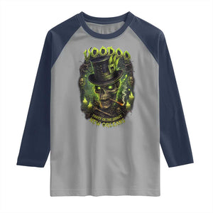 Louisiana Voodoo Skull Raglan Shirt Party In The Spirit New Orleans Creepy Occult Lover TS11 Sport Gray Navy Print Your Wear