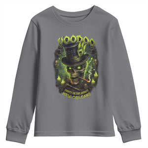 Louisiana Voodoo Skull Youth Sweatshirt Party In The Spirit New Orleans Creepy Occult Lover TS11 Charcoal Print Your Wear