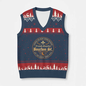 Bourbon Street French Quarter New Orleans Vintage V-Neck Knit Sweater Vest TS11 Navy Red Print Your Wear