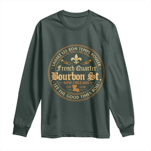 Bourbon Street French Quarter New Orleans Vintage Long Sleeve Shirt TS11 Dark Forest Green Print Your Wear