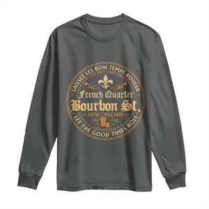 Bourbon Street French Quarter New Orleans Vintage Long Sleeve Shirt TS11 Dark Heather Print Your Wear