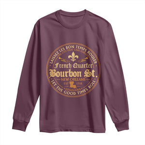 Bourbon Street French Quarter New Orleans Vintage Long Sleeve Shirt TS11 Maroon Print Your Wear