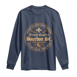 Bourbon Street French Quarter New Orleans Vintage Long Sleeve Shirt TS11 Navy Print Your Wear