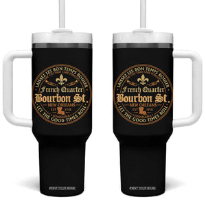 Bourbon Street French Quarter New Orleans Vintage Tumbler With Handle TS11 One Size: 40 oz Black Print Your Wear