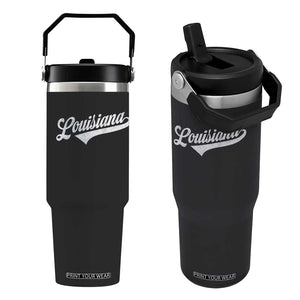 Retro Louisiana Flip Straw Tumbler Vintage City State Distressed Pride TS11 One Size: 30 oz Black Print Your Wear