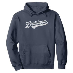 Retro Louisiana Hoodie Vintage City State Distressed Pride TS11 Navy Print Your Wear