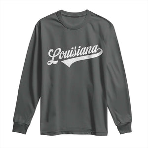 Retro Louisiana Long Sleeve Shirt Vintage City State Distressed Pride TS11 Dark Heather Print Your Wear